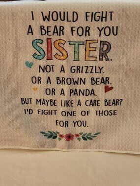 Hand towel for Sister humorous white NWOT